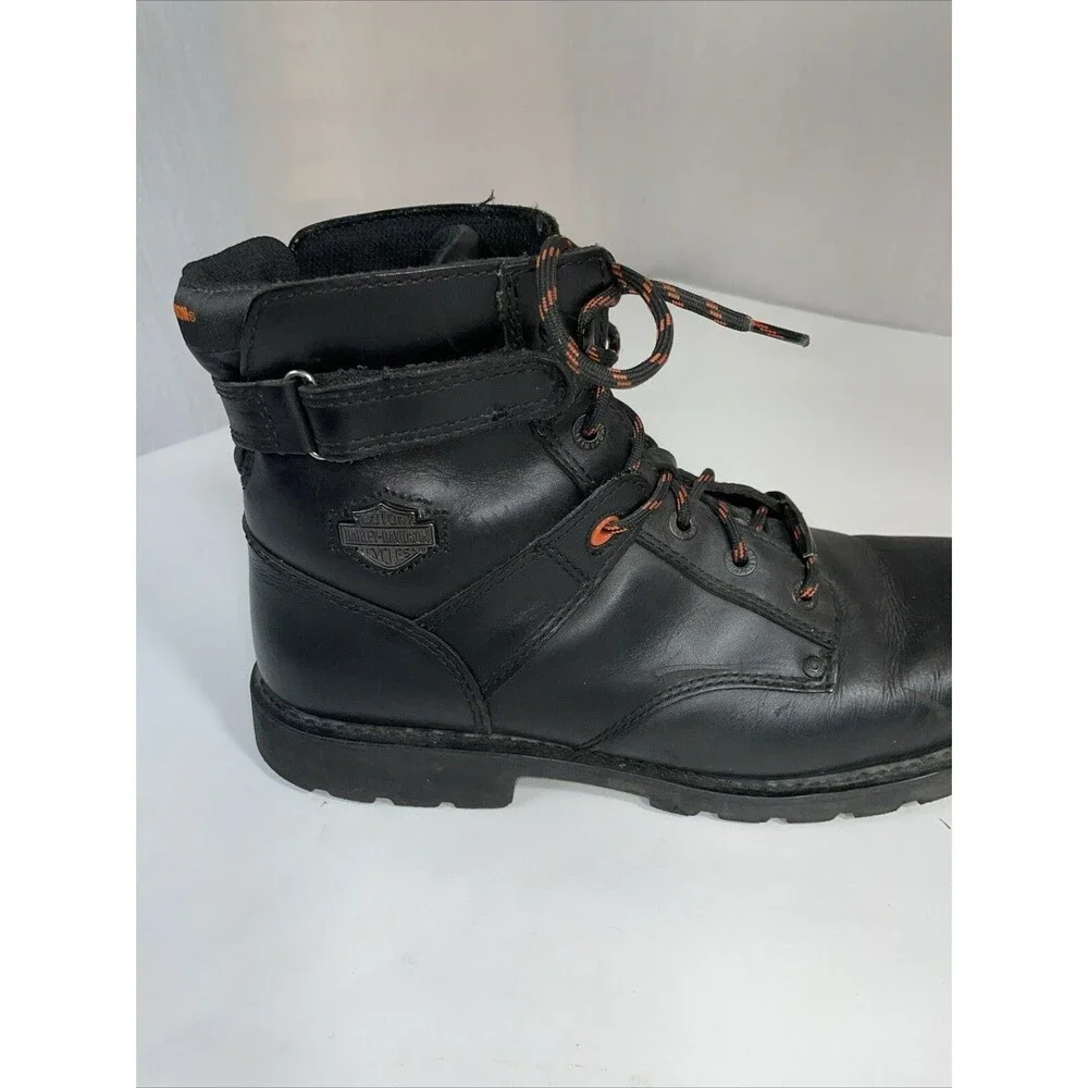 Harley Davidson Mens Boots Black Lace Up 94094 Size 13 Hook Loop Strap (ULX)